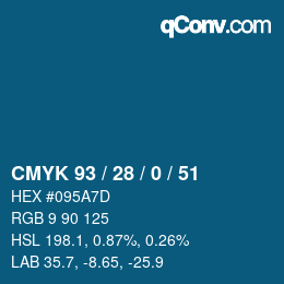 Color code: CMYK 93 / 28 / 0 / 51 | qconv.com