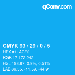 颜色代码: CMYK 93 / 29 / 0 / 5 | qconv.com