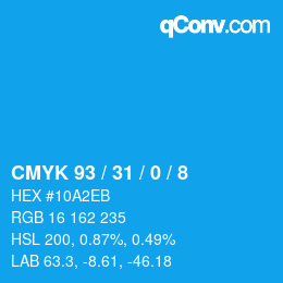 カラーコード: CMYK 93 / 31 / 0 / 8 | qconv.com