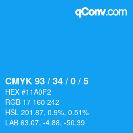 カラーコード: CMYK 93 / 34 / 0 / 5 | qconv.com