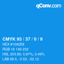 カラーコード: CMYK 93 / 37 / 0 / 9 | qconv.com