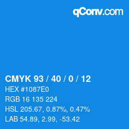 Farbcode: CMYK 93 / 40 / 0 / 12 | qconv.com