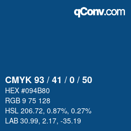 カラーコード: CMYK 93 / 41 / 0 / 50 | qconv.com