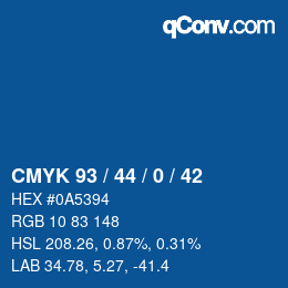 Color code: CMYK 93 / 44 / 0 / 42 | qconv.com
