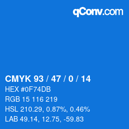 颜色代码: CMYK 93 / 47 / 0 / 14 | qconv.com