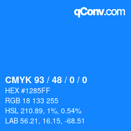 颜色代码: CMYK 93 / 48 / 0 / 0 | qconv.com