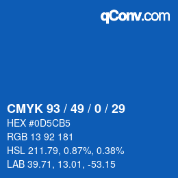 Código de color: CMYK 93 / 49 / 0 / 29 | qconv.com