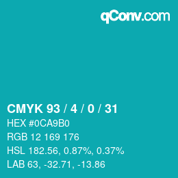 Farbcode: CMYK 93 / 4 / 0 / 31 | qconv.com