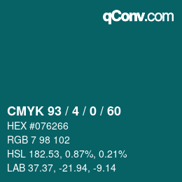 カラーコード: CMYK 93 / 4 / 0 / 60 | qconv.com