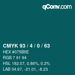 カラーコード: CMYK 93 / 4 / 0 / 63 | qconv.com