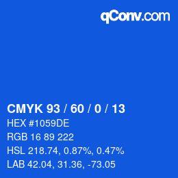 カラーコード: CMYK 93 / 60 / 0 / 13 | qconv.com
