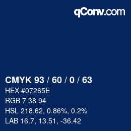 Farbcode: CMYK 93 / 60 / 0 / 63 | qconv.com