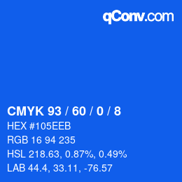 カラーコード: CMYK 93 / 60 / 0 / 8 | qconv.com
