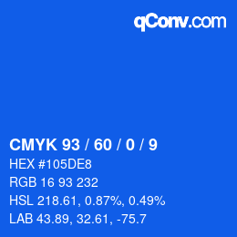 颜色代码: CMYK 93 / 60 / 0 / 9 | qconv.com