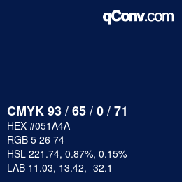 Farbcode: CMYK 93 / 65 / 0 / 71 | qconv.com