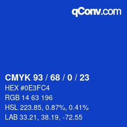 颜色代码: CMYK 93 / 68 / 0 / 23 | qconv.com