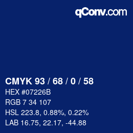 颜色代码: CMYK 93 / 68 / 0 / 58 | qconv.com
