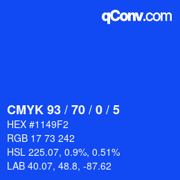 Color code: CMYK 93 / 70 / 0 / 5 | qconv.com