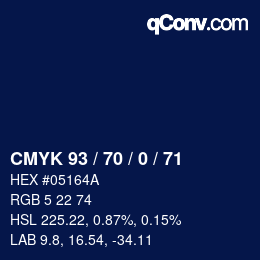 Color code: CMYK 93 / 70 / 0 / 71 | qconv.com
