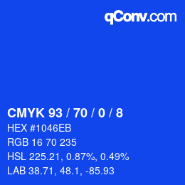 カラーコード: CMYK 93 / 70 / 0 / 8 | qconv.com