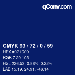 Color code: CMYK 93 / 72 / 0 / 59 | qconv.com