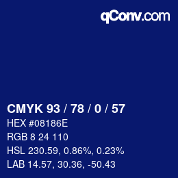 カラーコード: CMYK 93 / 78 / 0 / 57 | qconv.com