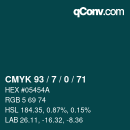 カラーコード: CMYK 93 / 7 / 0 / 71 | qconv.com