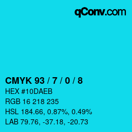 颜色代码: CMYK 93 / 7 / 0 / 8 | qconv.com