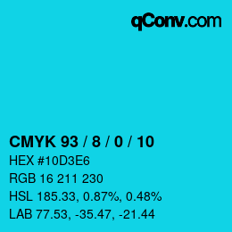 颜色代码: CMYK 93 / 8 / 0 / 10 | qconv.com