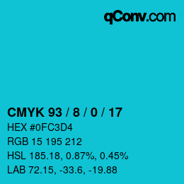 颜色代码: CMYK 93 / 8 / 0 / 17 | qconv.com
