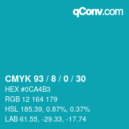 カラーコード: CMYK 93 / 8 / 0 / 30 | qconv.com
