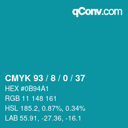 カラーコード: CMYK 93 / 8 / 0 / 37 | qconv.com