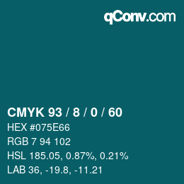 Color code: CMYK 93 / 8 / 0 / 60 | qconv.com