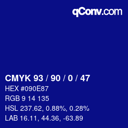 Color code: CMYK 93 / 90 / 0 / 47 | qconv.com