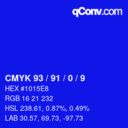 Color code: CMYK 93 / 91 / 0 / 9 | qconv.com