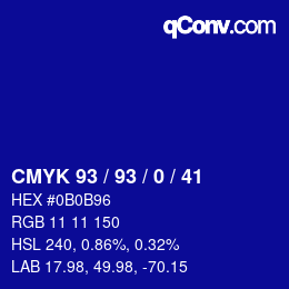 Color code: CMYK 93 / 93 / 0 / 41 | qconv.com