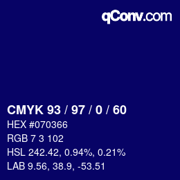Color code: CMYK 93 / 97 / 0 / 60 | qconv.com