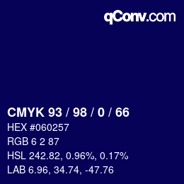 Color code: CMYK 93 / 98 / 0 / 66 | qconv.com