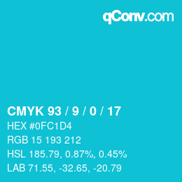 颜色代码: CMYK 93 / 9 / 0 / 17 | qconv.com