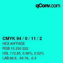 カラーコード: CMYK 94 / 0 / 11 / 2 | qconv.com
