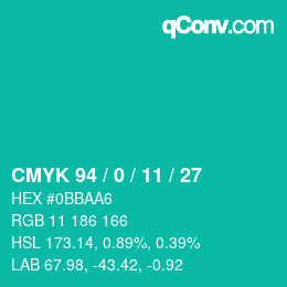 Código de color: CMYK 94 / 0 / 11 / 27 | qconv.com