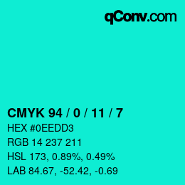 Código de color: CMYK 94 / 0 / 11 / 7 | qconv.com