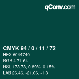 Color code: CMYK 94 / 0 / 11 / 72 | qconv.com