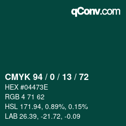 Color code: CMYK 94 / 0 / 13 / 72 | qconv.com