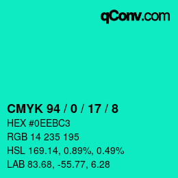Color code: CMYK 94 / 0 / 17 / 8 | qconv.com