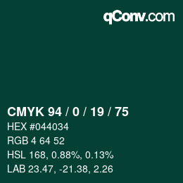 颜色代码: CMYK 94 / 0 / 19 / 75 | qconv.com