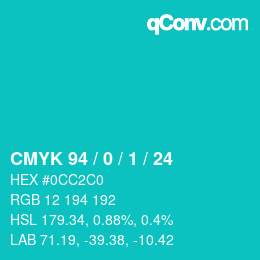 Color code: CMYK 94 / 0 / 1 / 24 | qconv.com