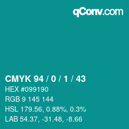 カラーコード: CMYK 94 / 0 / 1 / 43 | qconv.com