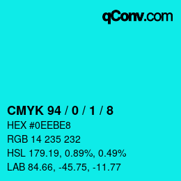 Color code: CMYK 94 / 0 / 1 / 8 | qconv.com