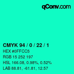 Color code: CMYK 94 / 0 / 22 / 1 | qconv.com